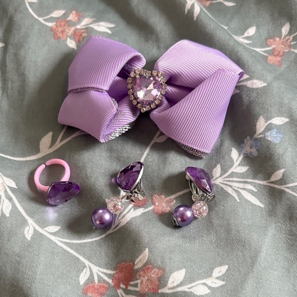 Purple Bow Hair Accessory Set